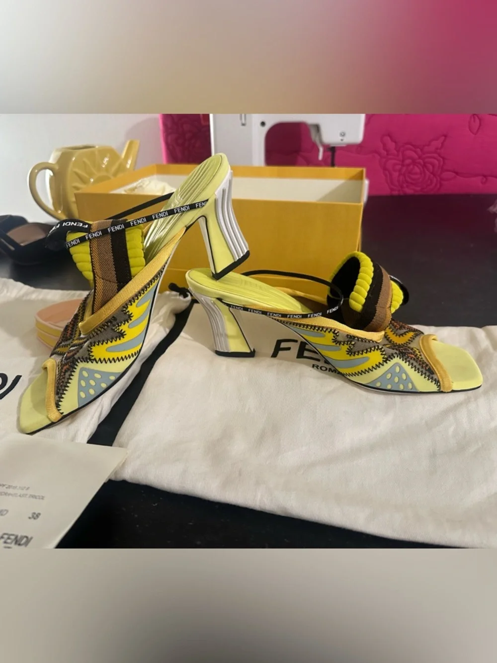 Fendi FFreedom Neoprene Slingback Sandals - Picture 8 of 8